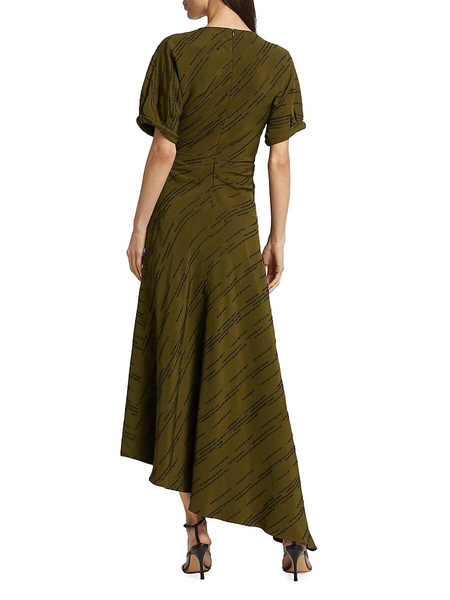 Textured Stripe Asymmetric Dress