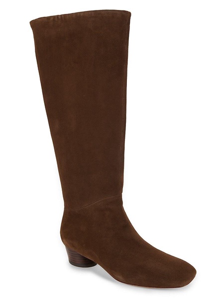 Ramona Suede Block Heel Calf Boots