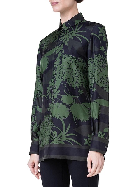 Abraham Flower Silk Twill Shirt