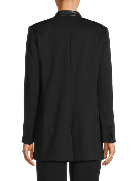 Faux Leather Open Front Jacket