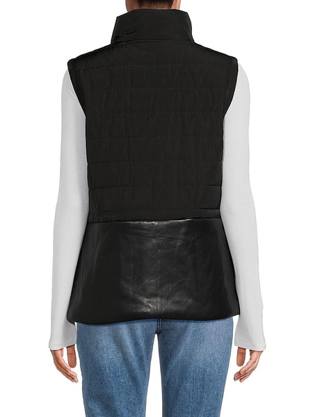 Stand Collar Twofer Puffer Vest