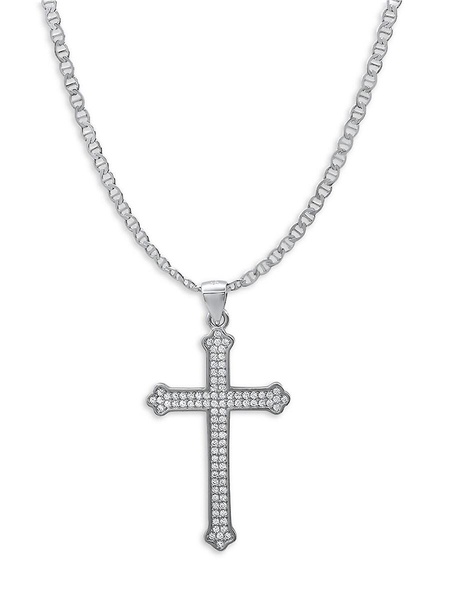 Sterling Silver & Cubic Zirconia Cross Pendant Necklace