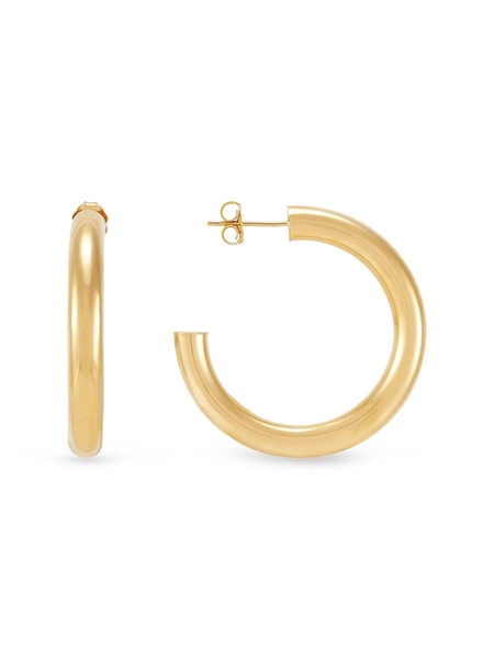 14K Yellow Gold Tube Hoop Earrings