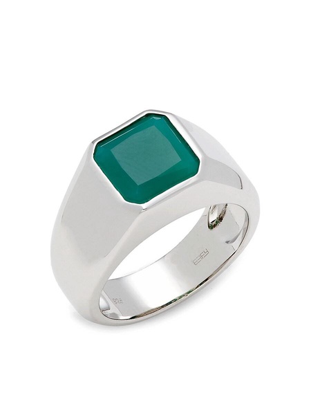 Sterling Silver & Green Onyx Signet Ring