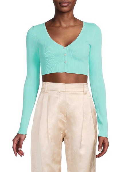 Hallie II Rib-Knit Cropped Cardigan