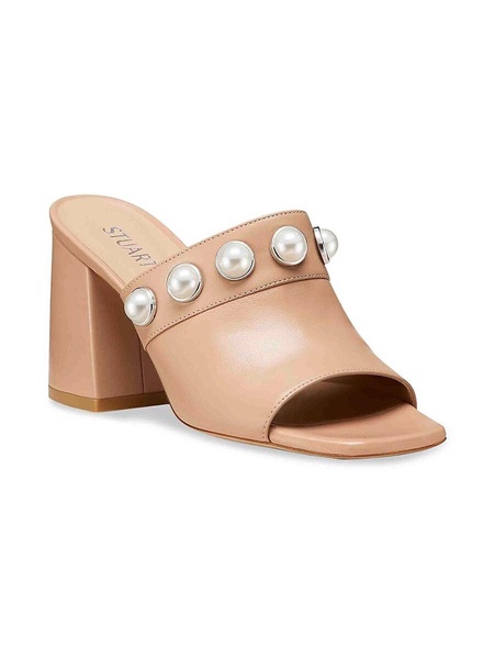 Portia 85MM Block Heel Pearl-Studded Mule Sandals