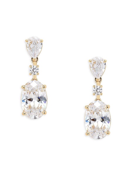 Skyline 18K Goldplated & Cubic Zirconia Oval Drop Earrings