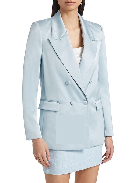 Hammered Satin Double-Breasted Blazer