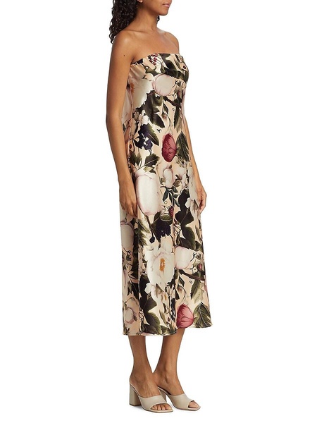 Noelle Floral Strapless Midi Dress