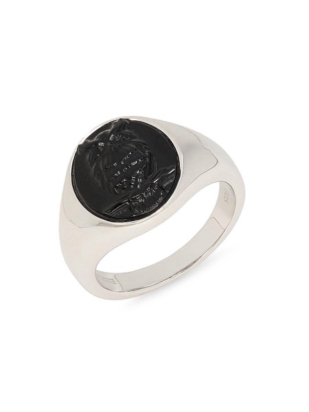 Sterling Silver & Onyx Lion Head Ring