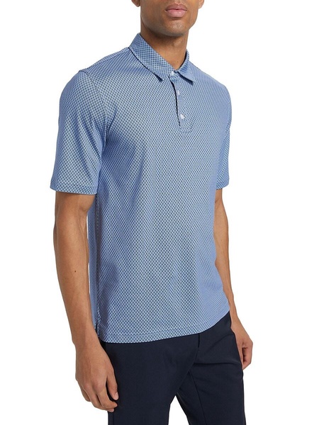 Slim-Fit Geometric Cotton Polo Shirt