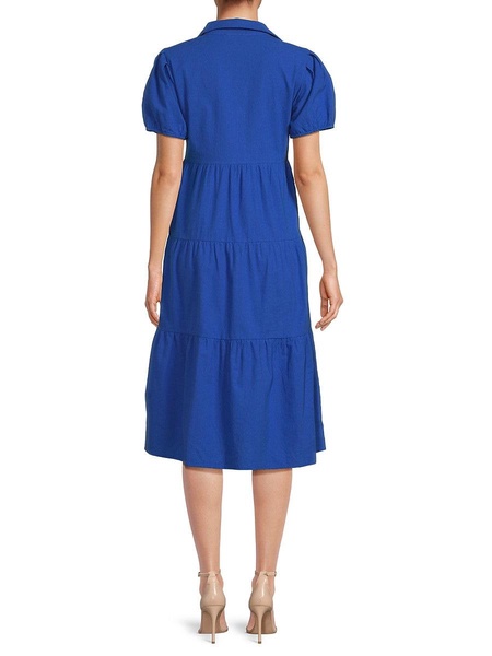 Bellina Tiered Cotton Midi Shirtdress