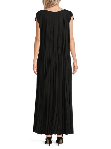 Pleated Silk Maxi Dress