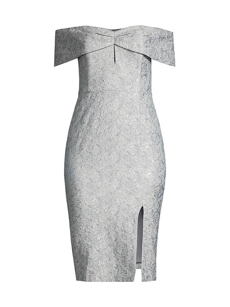 Jacquard Off Shoulder Sheath Dress