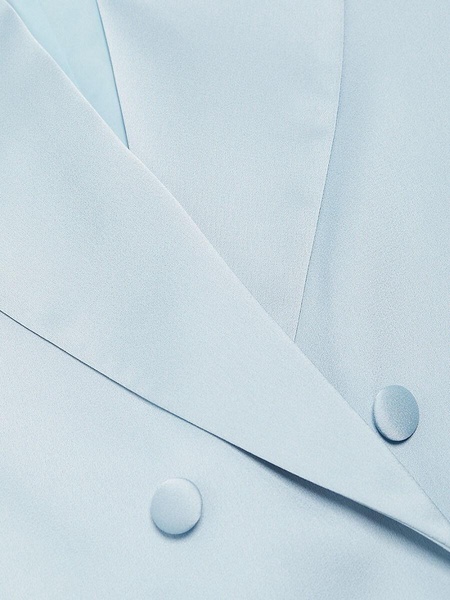 Hammered Satin Double-Breasted Blazer