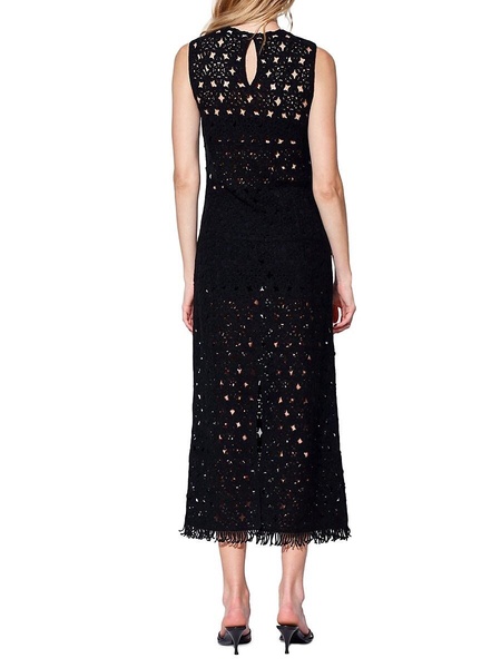 Brianna Crochet Knit Fringe Midi Dress