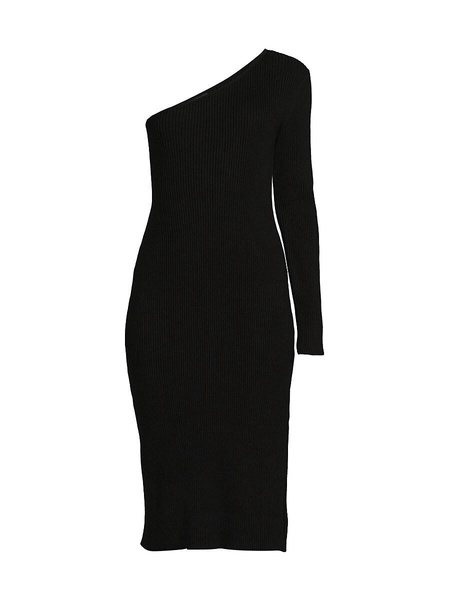 One Shoulder Knit Midi Sheath Dress