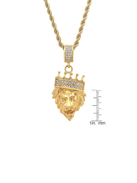 18K Goldplated Necklace with Simulated Diamond Lion Pendant