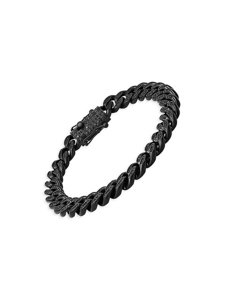 Black IP Plated Stainless Steel & Simulated Diamonds Cuban Link Bracelet