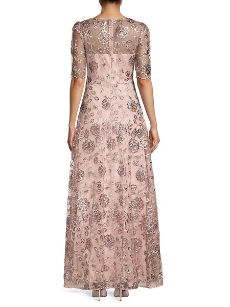 Embroidered Mesh Gown