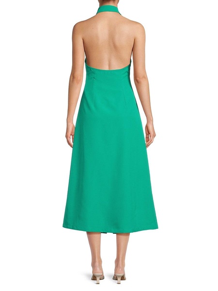 Dreia Sleeveless Backless Midi Halter Shirt Dress