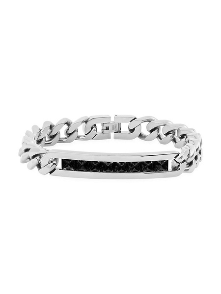 Black IP, 18K Goldplated Stainless Steel & Simulated 8.88 TCW Diamonds Cuban Link Chain Bracelet