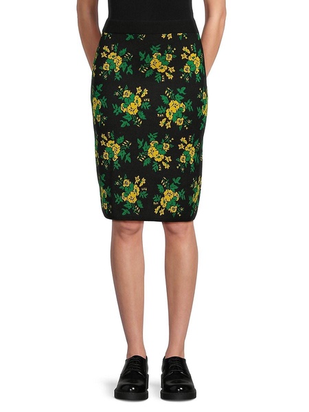 Floral Wool Pencil Skirt