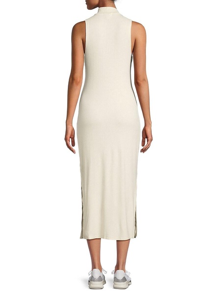 Well Traveled Rib-Knit Mockneck Midi Dress