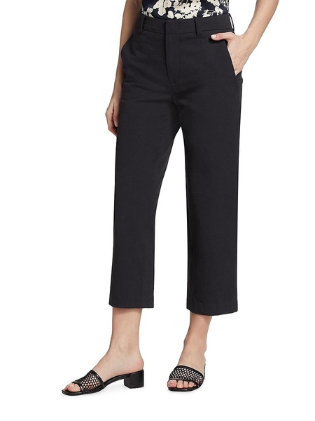 Washed Cotton Mid-Rise Crop Pants