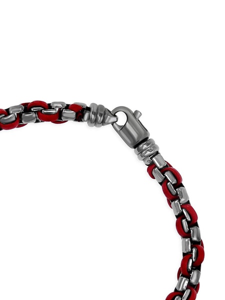 Sterling Silver, Ruthenium & Leather Link Bracelet