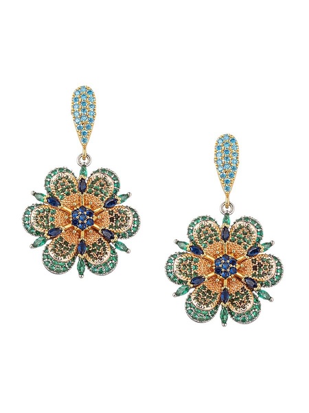 The Luxe 18K Goldpated & Cubic Zirconia Floral Drop Earrings