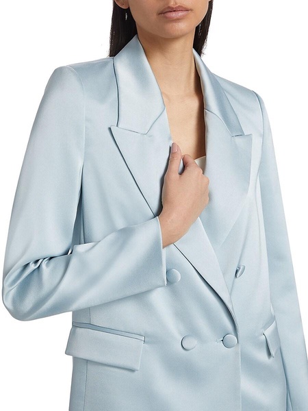 Hammered Satin Double-Breasted Blazer
