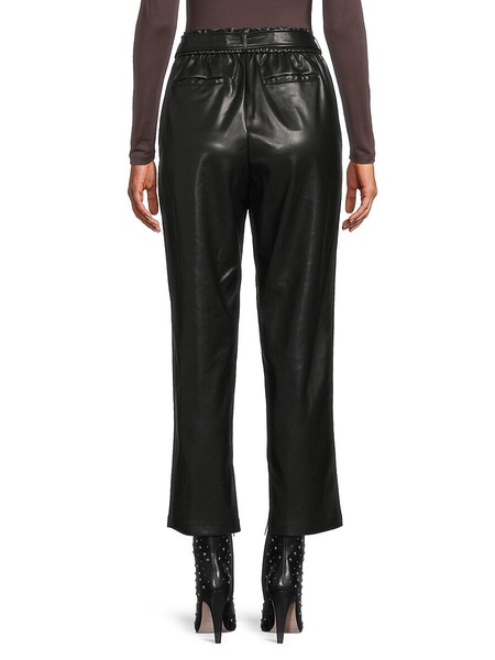 Belted Faux Leather Ankle Pants