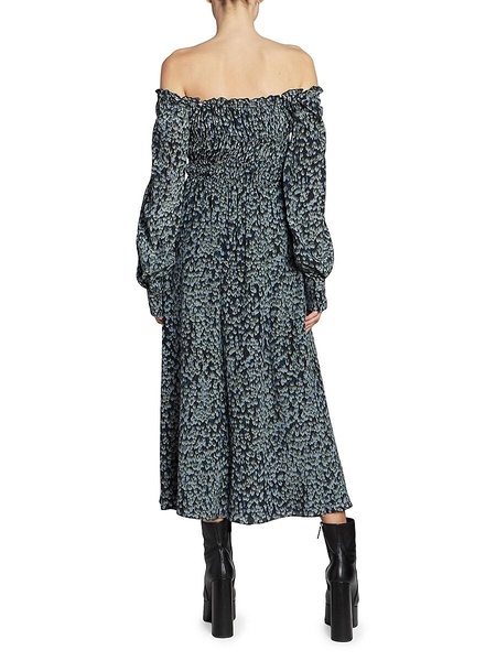 Lillian Smocked Midi-Dress