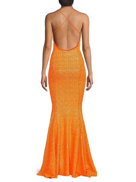 Sequin Crisscross Trumpet Gown