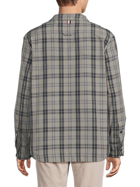 Plaid Curved Hem Shacket