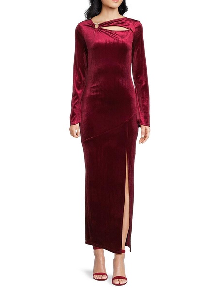Bea Velvet Long Sleeve Cutout Gown