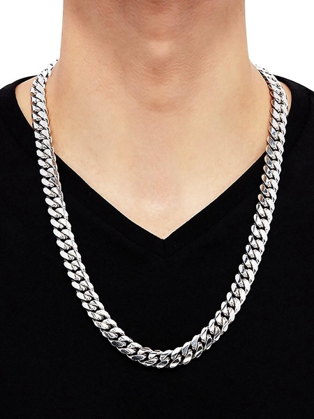 Sterling Silver Cuban Chain Necklace/26"