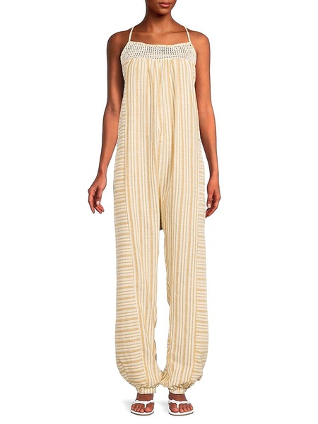 Creta Striped Linen Blend Jumpsuit