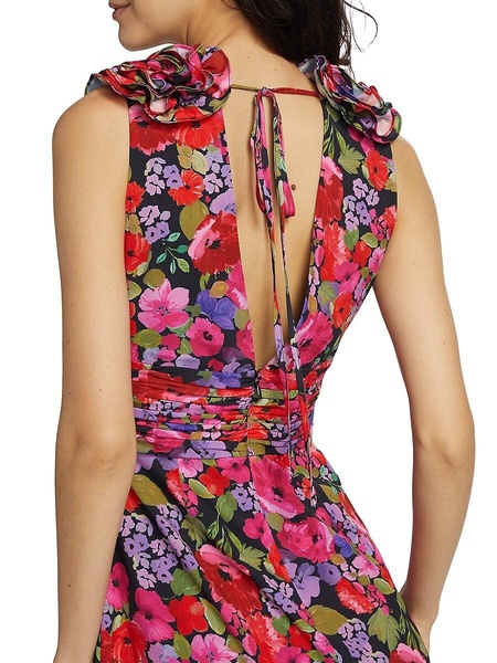 Sorena Floral Ruched Midi-Dress