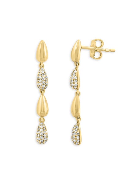 14K Yellow Gold & 0.44 TCW Diamond Drop Earrings