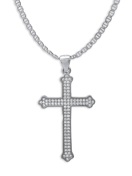 Sterling Silver & Cubic Zirconia Cross Pendant Necklace