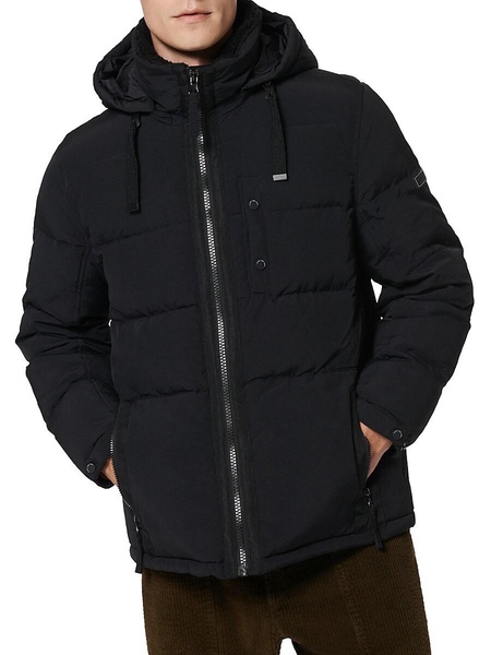 Hubble Faux Shearling Hooded Crinkle Down Jacket