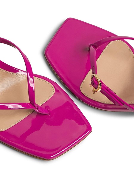 Ribbon 70MM Patent Leather Thong Sandals