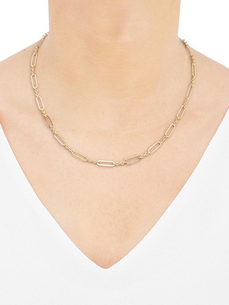 14K Yellow Gold Paperclip Station Chain Necklace