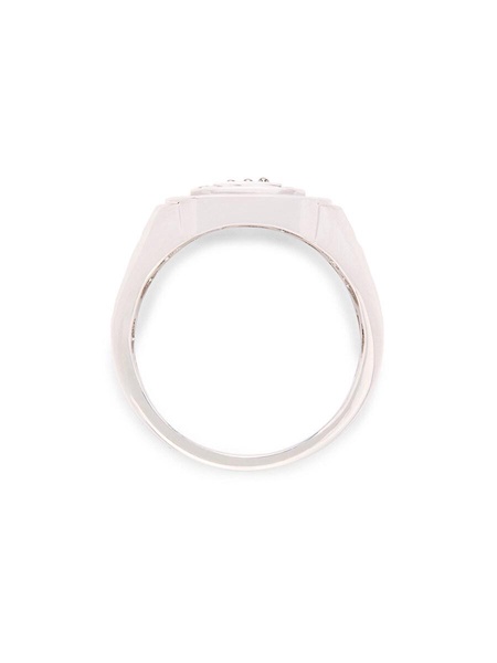 14K White Gold, Black Diamond & 0.94 TCW Diamond Signet Ring