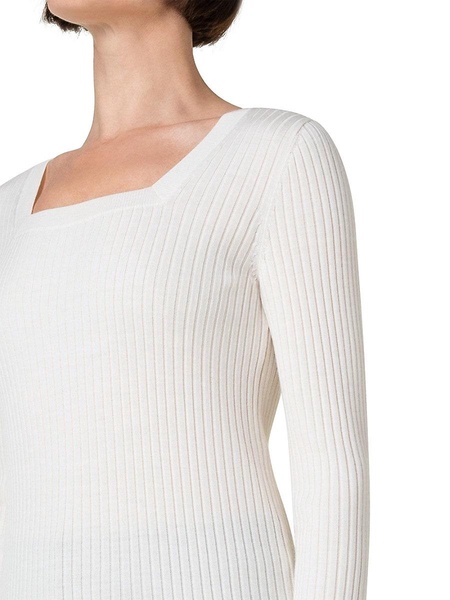 Square-Neck Rib-Knit Wool Top