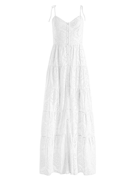 Shantella Embroidered Cotton Voile Maxi Dress
