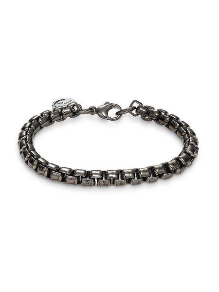 Black Rhodium-Plated Sterling Silver Box Chain Bracelet