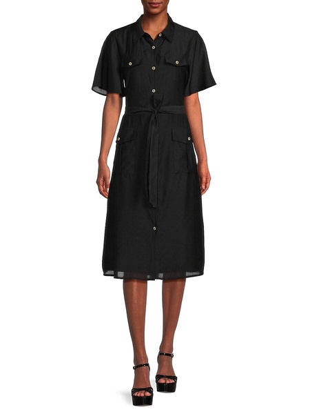Belted Knee Length Shirtdress